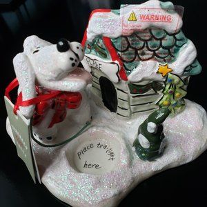 Blue Sky Flake Dog House Tea Light Candle Holder